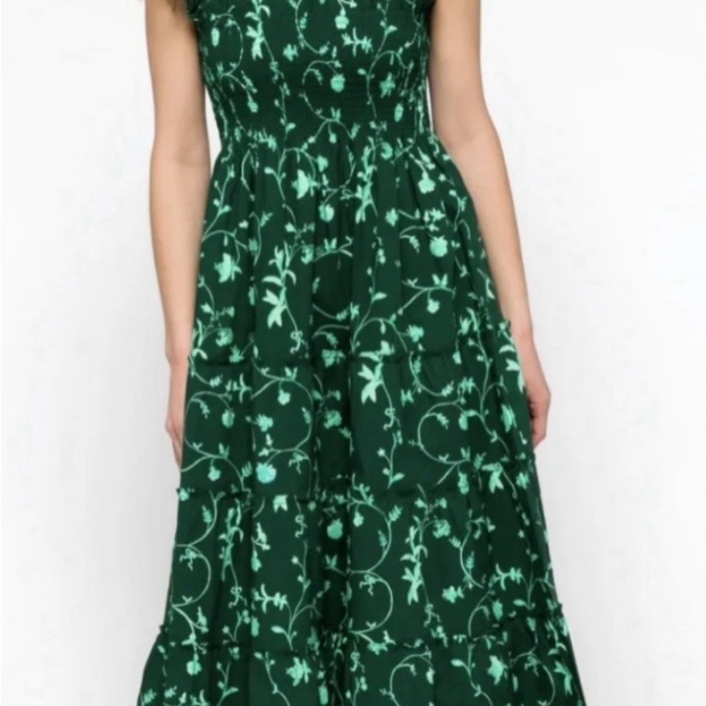 Hill House Nap Dress, Size L, Green Botanical Print, Ellie Style